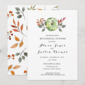 Faire-part Aquarelle citrouille Feuillage d'automne Dîner de  (Devant / Derrière)