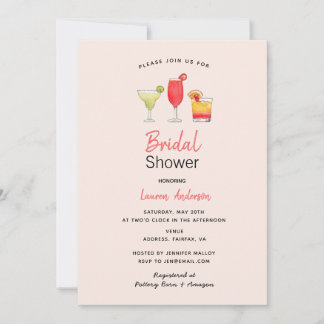 Faire-part Aquarelle cocktail nuptiale rose
