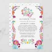 Faire-part Aquarelle colorée Floral Fiesta Invités Mariages (Devant / Derrière)