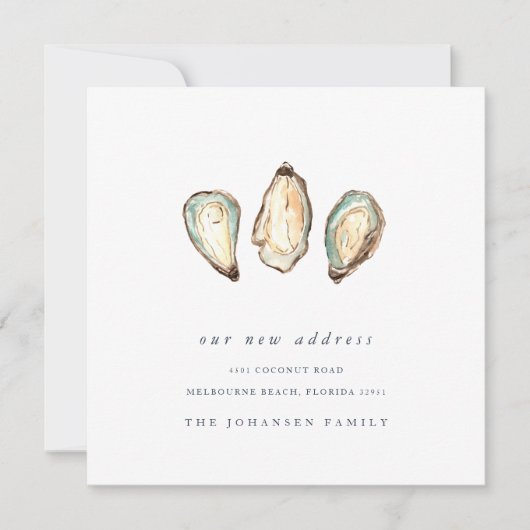 Faire-part Aquarelle côtière Huître Changement d'adresse Démé (Devant)