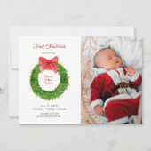 Faire-part Aquarelle couronne avec arc Bébé photo naissance (Devant)