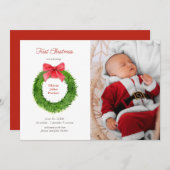 Faire-part Aquarelle couronne avec arc Bébé photo naissance (Devant / Derrière)