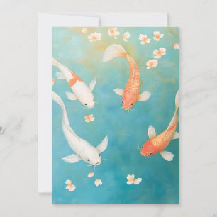 Faire-part Aquarelle de fleurs pétales de poisson de Koi