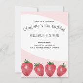 Faire-part Aquarelle de fraises peinte à la main sur Blush (Devant)