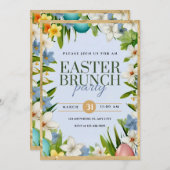 Faire-part Aquarelle de la fête de Pâques Floral (Devant / Derrière)