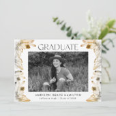 Faire-part Aquarelle d'or d'ambre cristaux Photo Graduation (Debout devant)