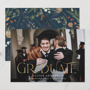 Faire-part Aquarelle d'or de grade photo aquarelle botanique 
