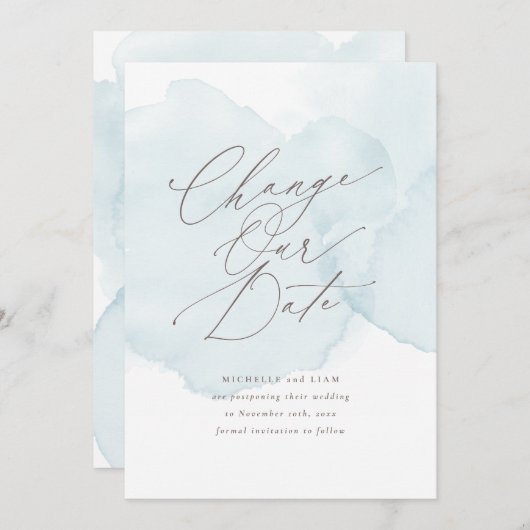 Faire-part Aquarelle douce Laver postponement Modifier la dat (Devant / Derrière)