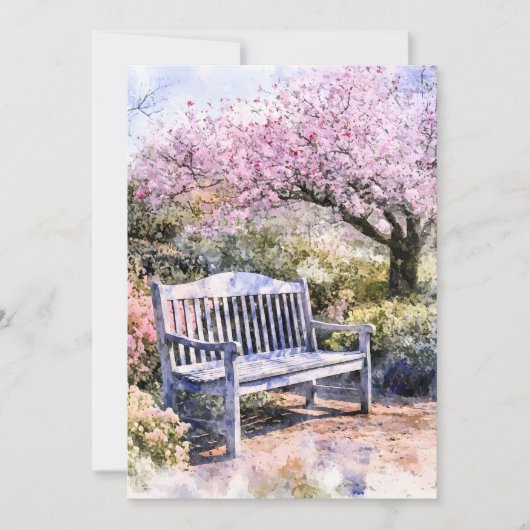 Faire-part Aquarelle du banc de fleurs de printemps (Devant)