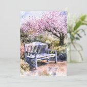 Faire-part Aquarelle du banc de fleurs de printemps (Debout devant)