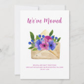 Faire-part Aquarelle Enveloppe florale l Nous avons bougé (Devant)