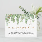 Faire-part Aquarelle Eucalyptus Gold Parties scintillant Foil (Debout devant)