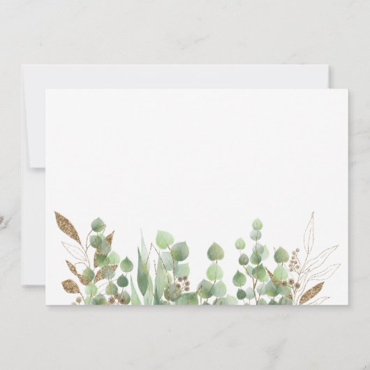 Faire-part Aquarelle Eucalyptus Gold Parties scintillant Foil (Dos)