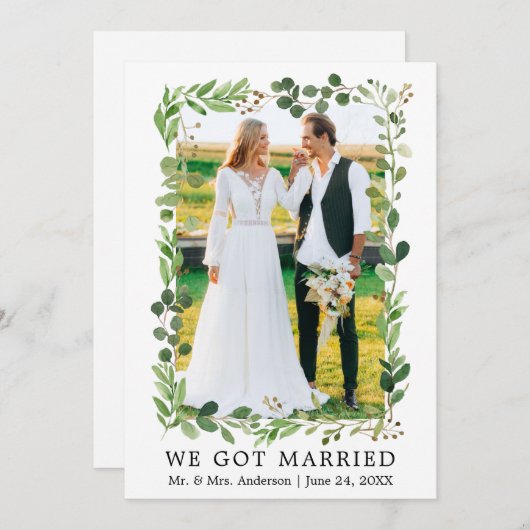Faire-part Aquarelle Eucalyptus Nous Nous Sommes Mariés Maria (Devant / Derrière)