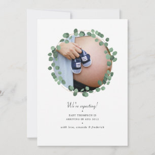 Faire-part Aquarelle Eucalyptus Photo Grossesse