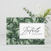 Faire-part Aquarelle feuille de palmier détails du mariage (Debout devant)