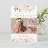 Faire-part Aquarelle Floral Élégant Script Calligraphie Naiss (Debout devant)