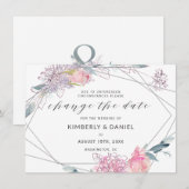 Faire-part Aquarelle Floral Géométrique Report de Date (Devant / Derrière)