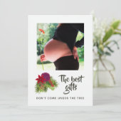 Faire-part Aquarelle Floral Noël bébé attente (Debout devant)