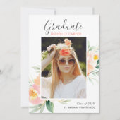 Faire-part Aquarelle Floral Photo Graduation (Devant)