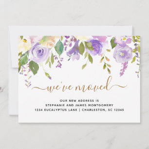 Faire-part Aquarelle Floral Violet Or Mobile