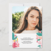 Faire-part Aquarelle florale moderne 2 photos graduation (Dos)