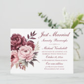 Faire-part Aquarelle Florale Peony Juste Marié Mariage (Debout devant)