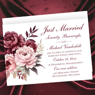 Faire-part Aquarelle Florale Peony Juste Marié Mariage
