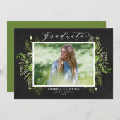 Faire-part Aquarelle Foliage Chalkboard Photo Graduation (Devant / Derrière)