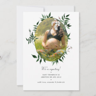 Faire-part Aquarelle Forêt verdure Photo Grossesse