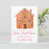 Faire-part Aquarelle Gingerbread Maison de vacances déménagem (Debout devant)