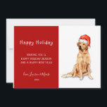 Faire-part Aquarelle Golden retriever Holiday<br><div class="desc">Cette simple et mignonne carte de Noël Joyeux de vous et votre chien dispose d'aquarelle peinture de Récipiendaire d'or dans chapeau de Santa. Customisez en utilisant les cases "Modifier ce modèle de conception" sur le côté droit de l'élément, ou cliquez sur le bouton bleu "Customiser" pour arranger le texte, modifier...</div>