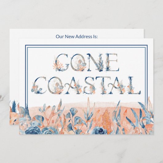 Faire-part Aquarelle Gone Coastal Nous avons déménagé Annonc (Devant / Derrière)