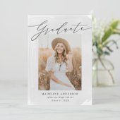 Faire-part Aquarelle gris Laver 4 Photo Graduation (Debout devant)