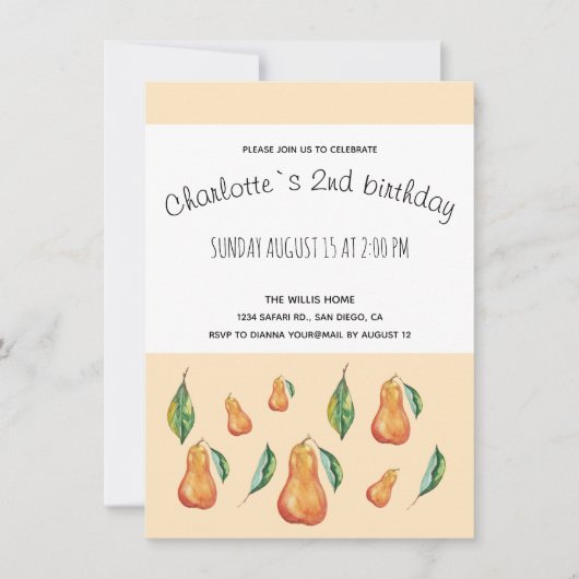 Faire-part Aquarelle Happy Pear (Devant)