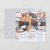 Faire-part Aquarelle Hiver Accueil, Nous Avons Déménagé (Devant / Derrière)