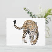 Faire-part aquarelle léopard jungle chat peint vert animal (Debout devant)