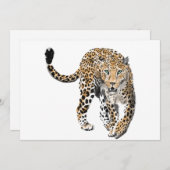 Faire-part aquarelle léopard jungle chat peint vert animal (Devant / Derrière)