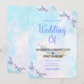 Faire-part Aquarelle mariage Pastel (Devant / Derrière)