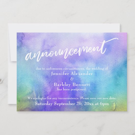 Faire-part aquarelle Mariage Pastel (Devant)