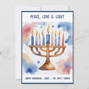 Faire-part Aquarelle Menorah Happy Hanoukka