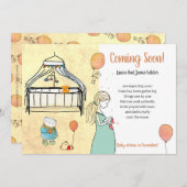 Faire-part Aquarelle mignonne Grossesse bébé garçon (Devant / Derrière)