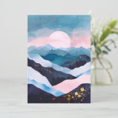 Faire-part Aquarelle minimaliste Whimsical Gold Mountain (Debout devant)