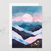 Faire-part Aquarelle minimaliste Whimsical Gold Mountain (Devant / Derrière)