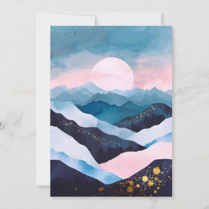 Faire-part Aquarelle minimaliste Whimsical Gold Mountain