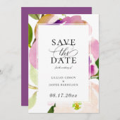 Faire-part Aquarelle moderne été floral Enregistrer la date (Devant / Derrière)