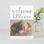 Faire-part Aquarelle moderne Script Simple 2 Photo Naissance (Debout devant)