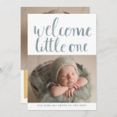 Faire-part Aquarelle moderne Script Simple 2 Photo Naissance (Devant / Derrière)