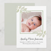 Faire-part Aquarelle moderne simple Botanique bébé fille nais (Devant / Derrière)