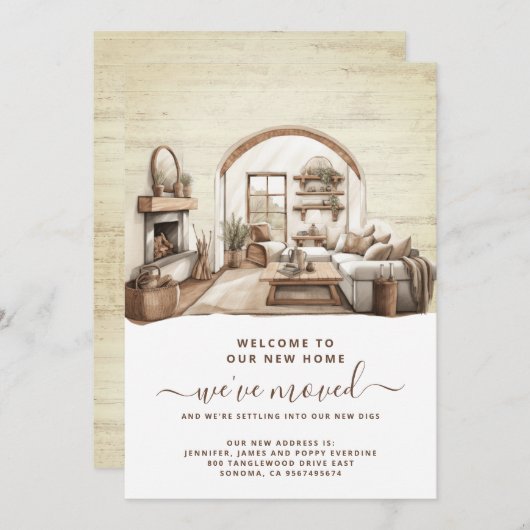 Faire-part Aquarelle Moving Home Home Intérieur (Devant / Derrière)